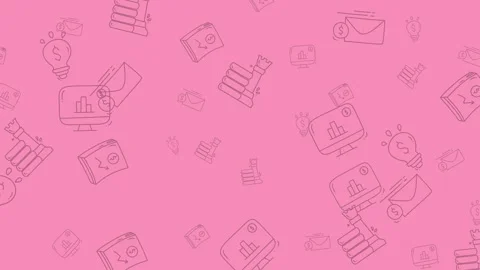 Pink Pattern Background with Cakes and Envelopes. Stock Footage 321853826