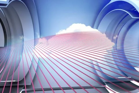 Pink pattern with cloud design on a futuristic structure Illustrazione stock
