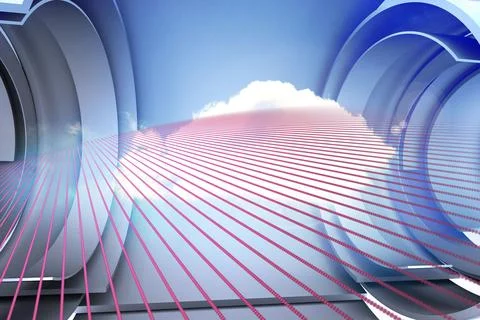 Pink pattern with cloud design on a futuristic structure Foto stock