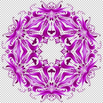 Pink pattern. Has rounded shape with six poorly expressed corners. Illustration