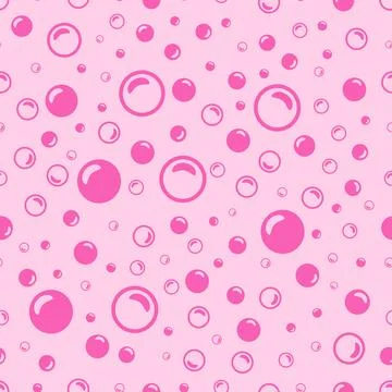 Pink pattern. Pink soap bubbles on a light pink background. Stock Illustration