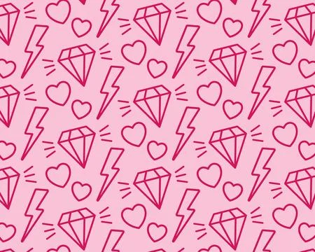 Pink pattern. Pop art elements on pink background. Vector illustration Stock Illustration