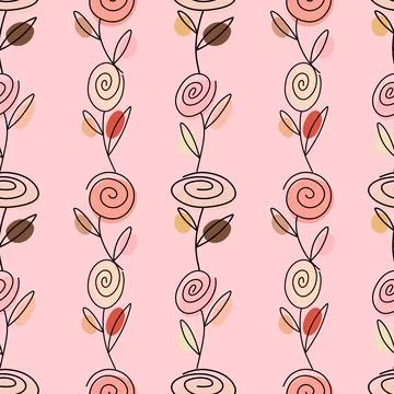 Pink pattern with roses in nude tones Stock Illustration