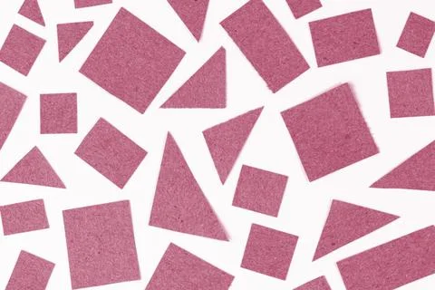 Pink pattern of simple craft paper shapes isolated on white Stock Photos