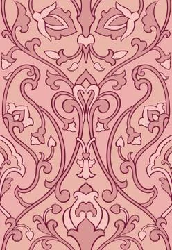 Pink pattern with stylized birds. Stock Illustration