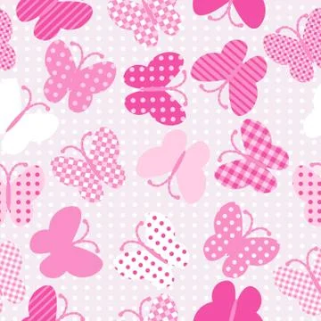 Pink patterned butterflies seamless Illustrazione stock