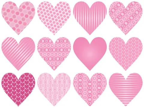 Pink Patterned Hearts Иллюстрация