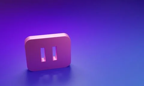 Pink Pause button icon isolated on purple-blue background. Minimalism conce.. Stock Photos