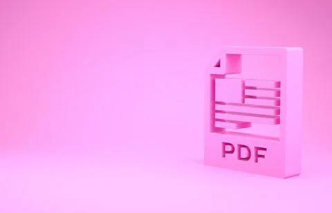 Pink PDF file document. Download pdf button icon isolated on pink background. 스톡 일러스트