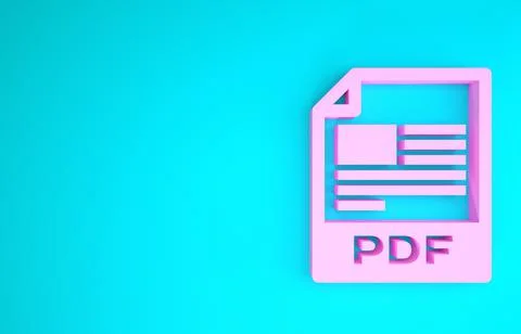 Pink PDF file document. Download pdf button icon isolated on blue background. 스톡 일러스트