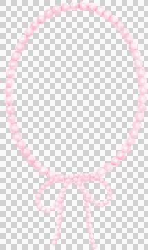 Pink Pearl Frame Oval Shape with ribbon bow watercolor Stock Illustration
