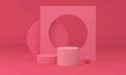 Pink pedestal 3d basic foundation geometric hole wall cylinder pillar showroo Stock Illustration