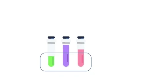 A pink pen rests next to a test tube and two other test tubes on a clean, w.. Stock Footage 332452795