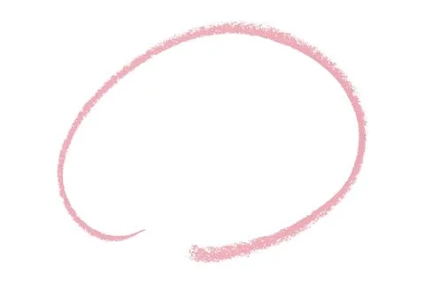 Pink pencil highlight circle mark isolated on white background Illustrazione stock