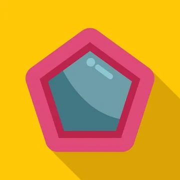 Pink pentagon shape icon with long shadow Illustrazione stock