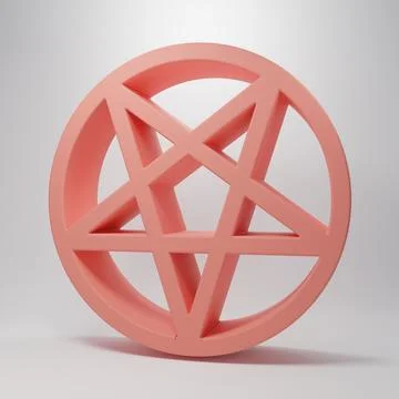 Pink Pentagram in a circle icon isolated on pink background. Magic occult s.. Stock Illustration