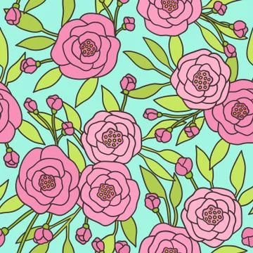 Pink peony pattern Stock Illustration