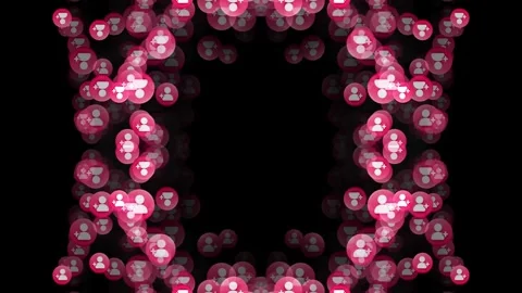 Pink People Icon Cross Pattern Black Background Stock-Footage 346932005