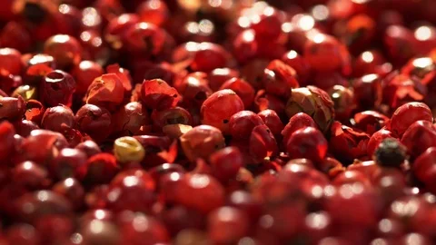 Pink pepper peas. Close up. Stock Footage 89865723
