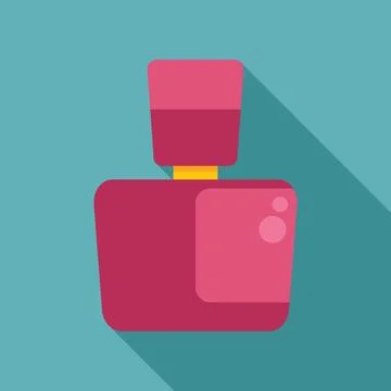 Pink perfume bottle casting long shadow on turquoise background Stock-Illustration