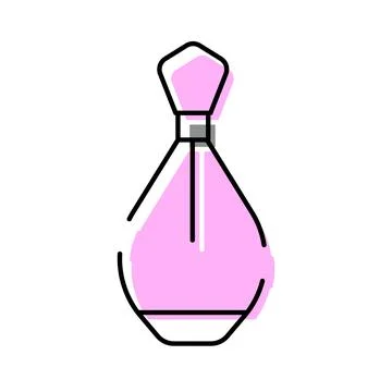 Pink perfume bottle outline vector drawing concept Stock-Illustration