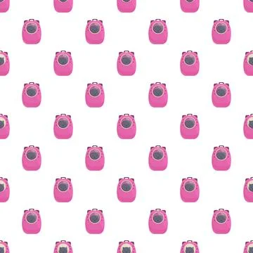 Pink pet carrier backpack seamless pattern Stock Illustration