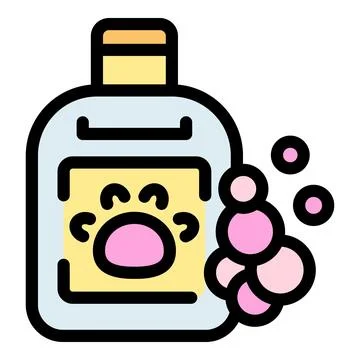 Pink pet shampoo bottle making bubbles for animal hygiene Stock Illustration