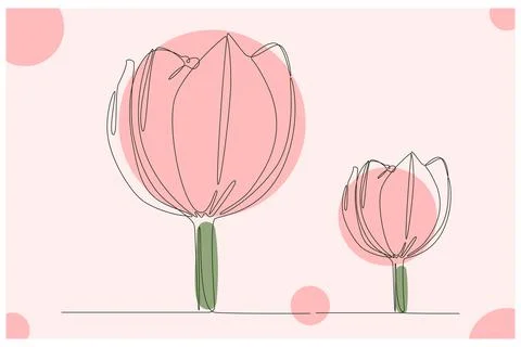 Pink Petaled Flower Background Vector Stock Illustration