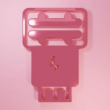Pink Photo camera flash icon isolated on pink background. Minimalism concep.. Stock Illustration