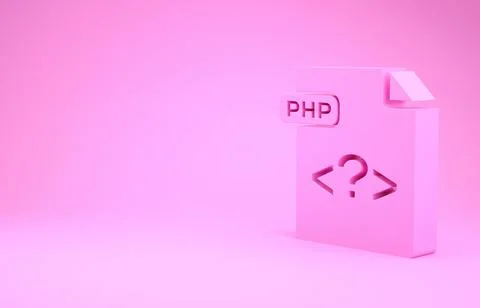 Pink PHP file document. Download php button icon isolated on pink background. 스톡 일러스트