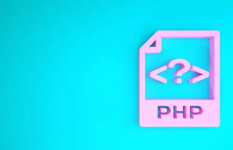 Pink PHP file document. Download php button icon isolated on blue background. Stock Illustration