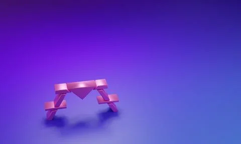 Pink Picnic table with benches on either side of the table icon isolated on.. Stock Illustration