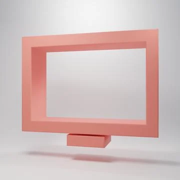 Pink Picture frame on table icon isolated on pink background. Minimalism co.. Stock Illustration
