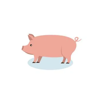 Pink pig in flat style isolated on white background. Pig icon for web and ban Stock Illustration