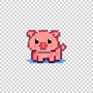 Pink Pig Pixel Art Design Vector Stock Illustration