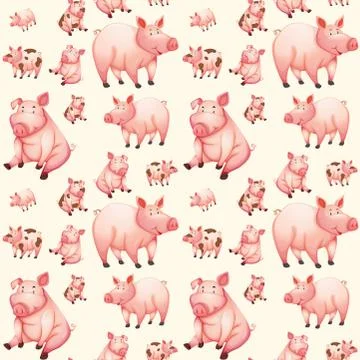 Pink pig seamless pattern Illustrazione stock