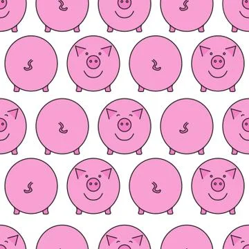 Pink pig. Seamless pattern. Illustrazione stock