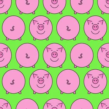 Pink pig. Seamless pattern. Stock Illustration