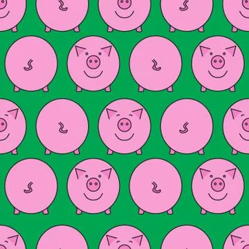 Pink pig. Seamless pattern. Stock Illustration