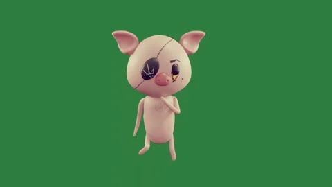A pink pig is standing isolated isolated on green screen background Stock Footage 336890165