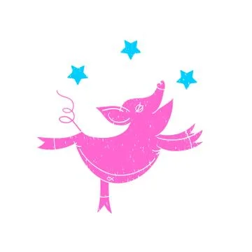 Pink Pig Vector Illustration. Stock Illustration