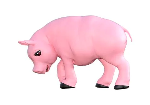 Pink Pig on White Stock Illustration