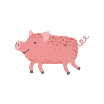 Pink Piglet Walking Stock Illustration