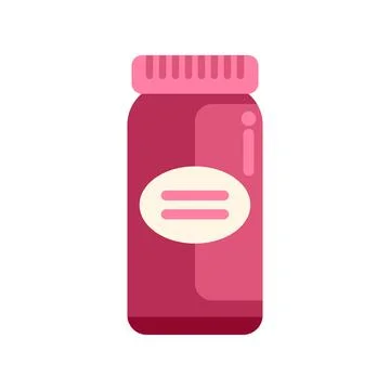 Pink pill bottle with label for supplements or medicine Stock Illustration
