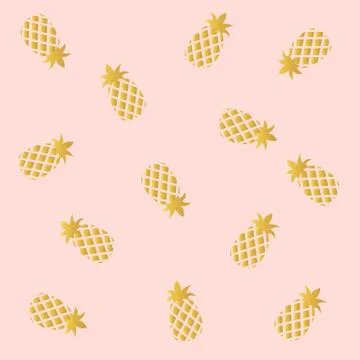 Pink  With Pineapple  Background Stock Illustration