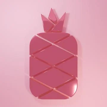 Pink Pineapple tropical fruit icon isolated on pink background. Minimalism .. Stock Illustration