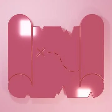 Pink Pirate treasure map icon isolated on pink background. Minimalism conce.. Stock Illustration