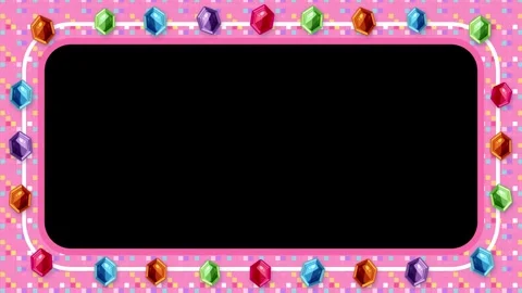 Pink Pixel Arcade Gemstones Rounded Border Loop Animation Stock Footage 346427581