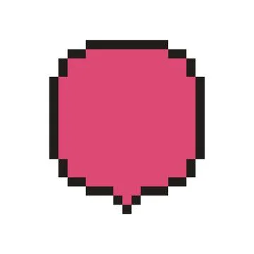 Pink pixel art speech bubble symbol communication Stock Illustration
