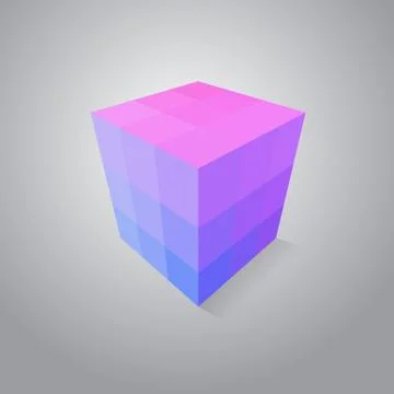 Pink pixel cube Stock Illustration